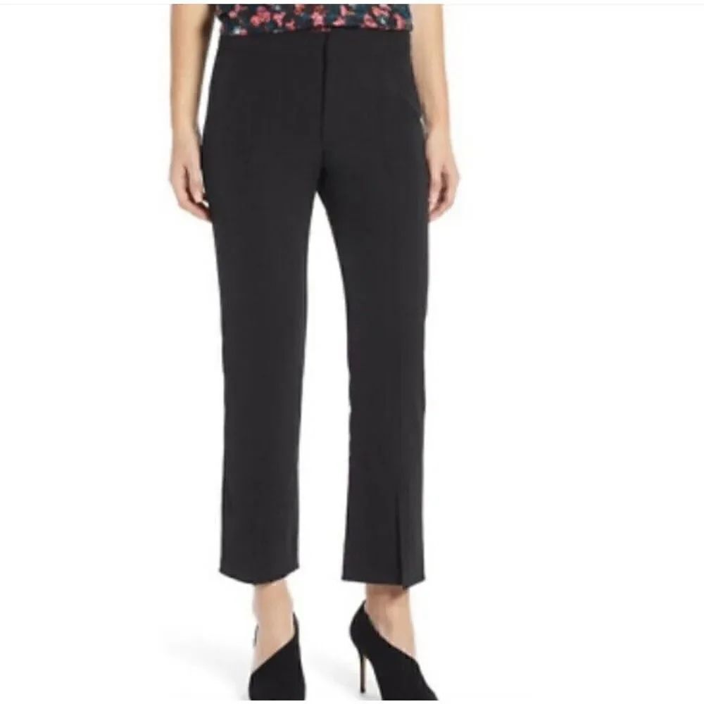 Something NavyΒ Womens Black Front Seam Straight Leg AnkleβSlit Cropped Pant Szβ2